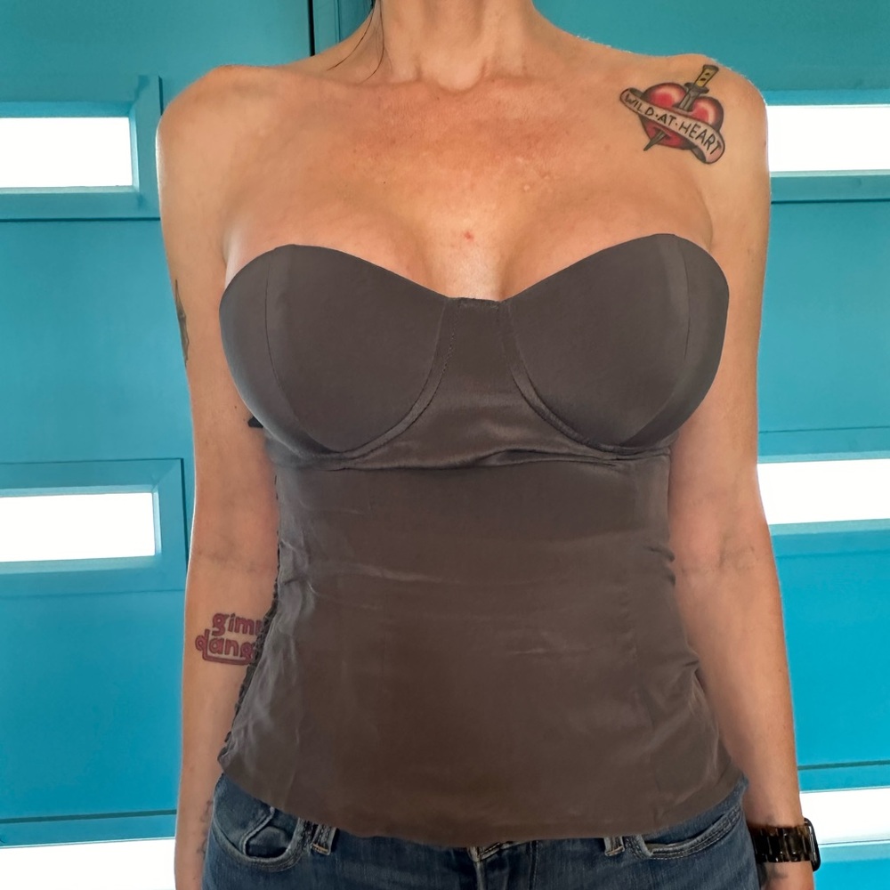 ✨ Alexandra Grecco Luxe Satin Bustier Top - Designer Bridal/Formal